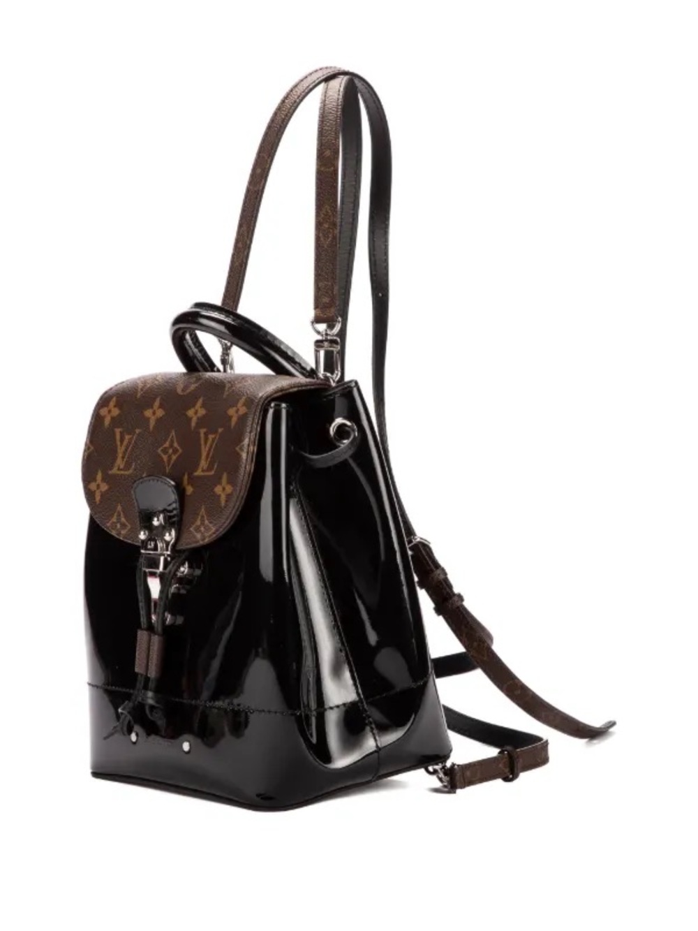 Louis Vuitton Black Patent & Brown Monogram Small Backpack, Original Box, Unused - Picture 2 of 5